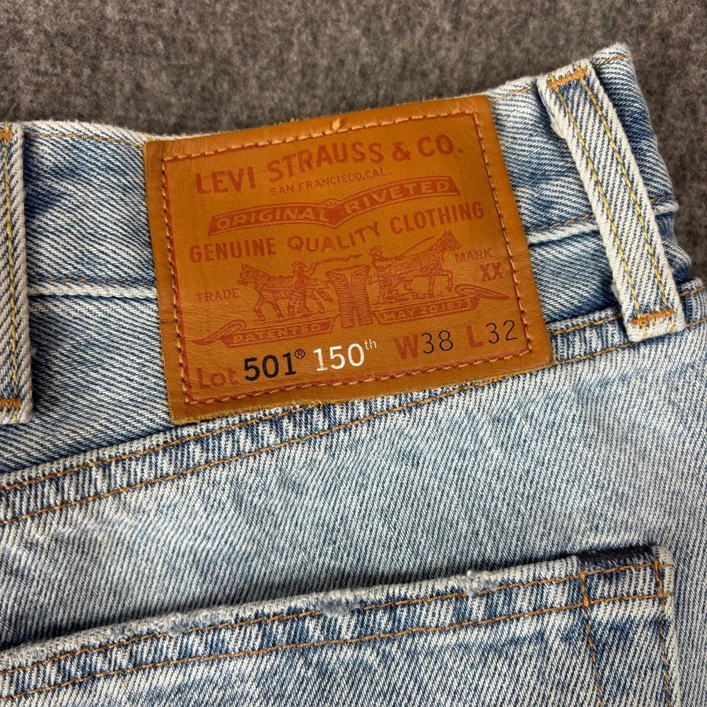 Levi's Light Blue Straight Jeans with Patchwork and Peace Patch